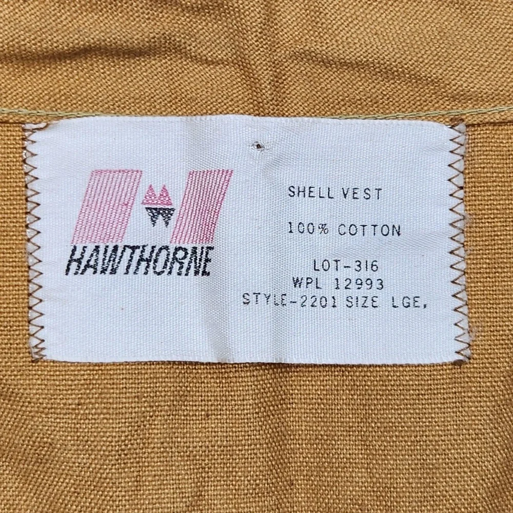 Vintage Hawthorne‎ Shell Vest Mens Large Brown Canvas Shooting Hunting 2201